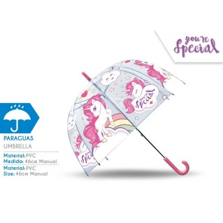 Vaikiškas lietsargis Unicorn permatomas 45 cm